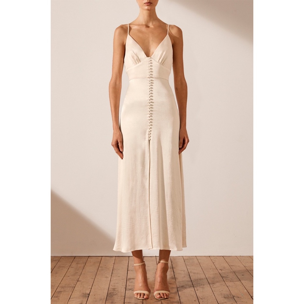 Shona Joy La Lune Cocktail Midi Dress -Cream Sz:2